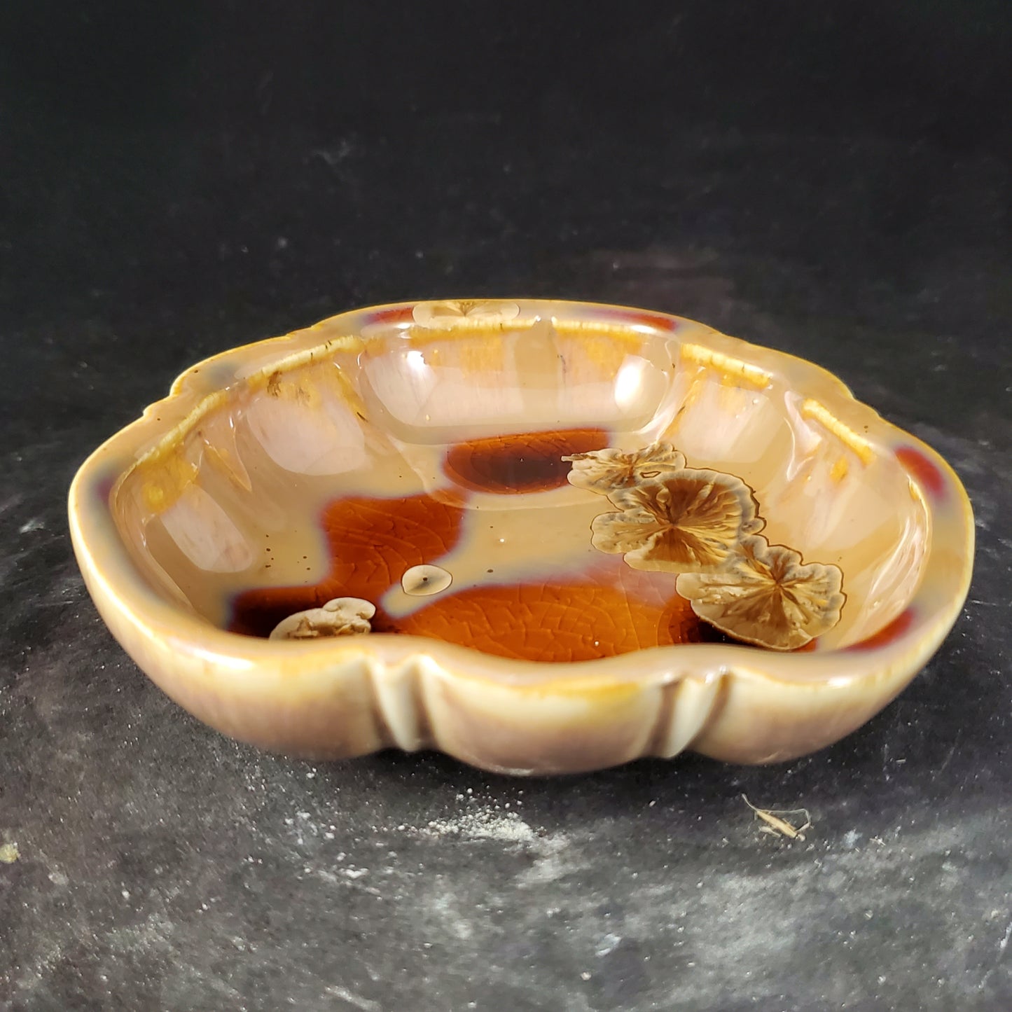 Crystalline Dish Gold- 1.25"t x 4.5"w