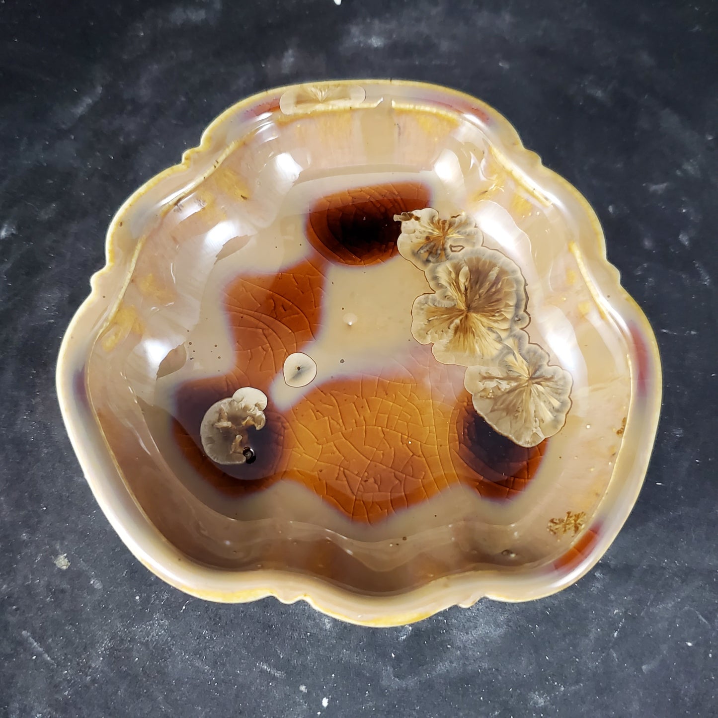 Crystalline Dish Gold- 1.25"t x 4.5"w