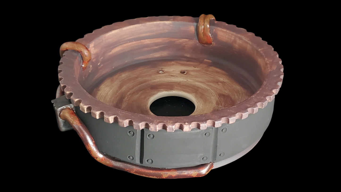 Bonsai Pot Round 3-25-1577 8" x 2.5" "Steampunk"