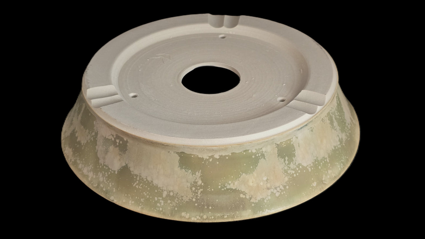 Bonsai Pot Round 8-25-1637 9" X 2" Matte mottled green