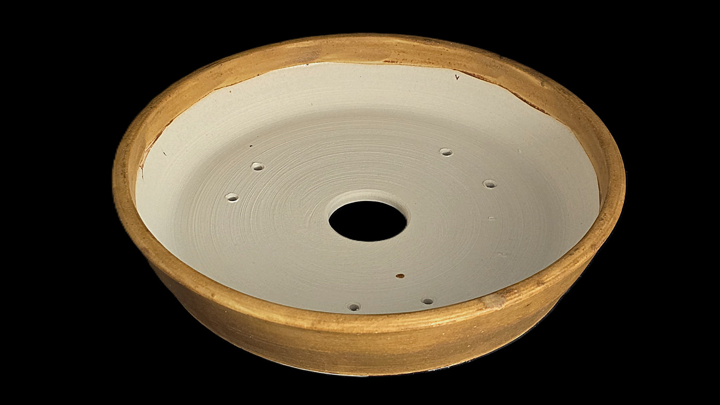 Bonsai Pot Round 8-25-1640 9.5" X 1.75" rustic mustard