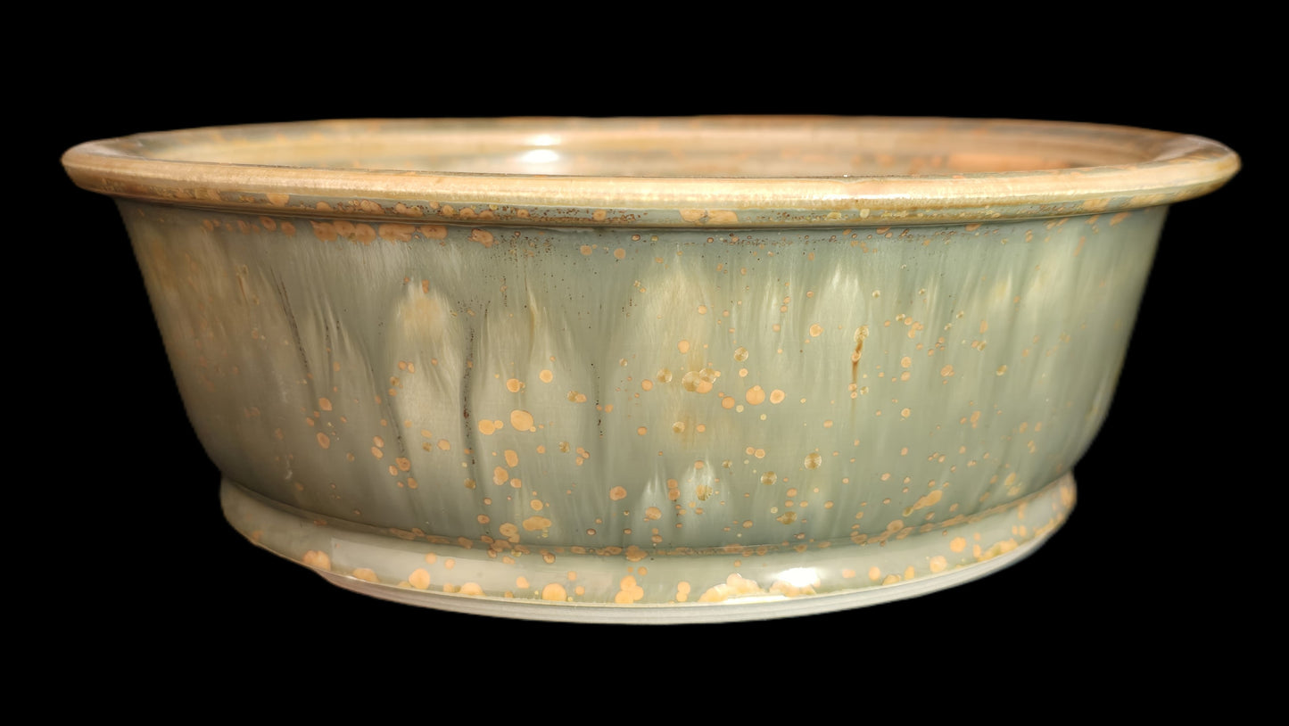 Bonsai Pot Round 8-25-1642 9" X 3" golden crystal drip