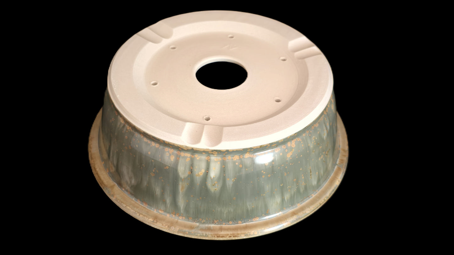 Bonsai Pot Round 8-25-1642 9" X 3" golden crystal drip