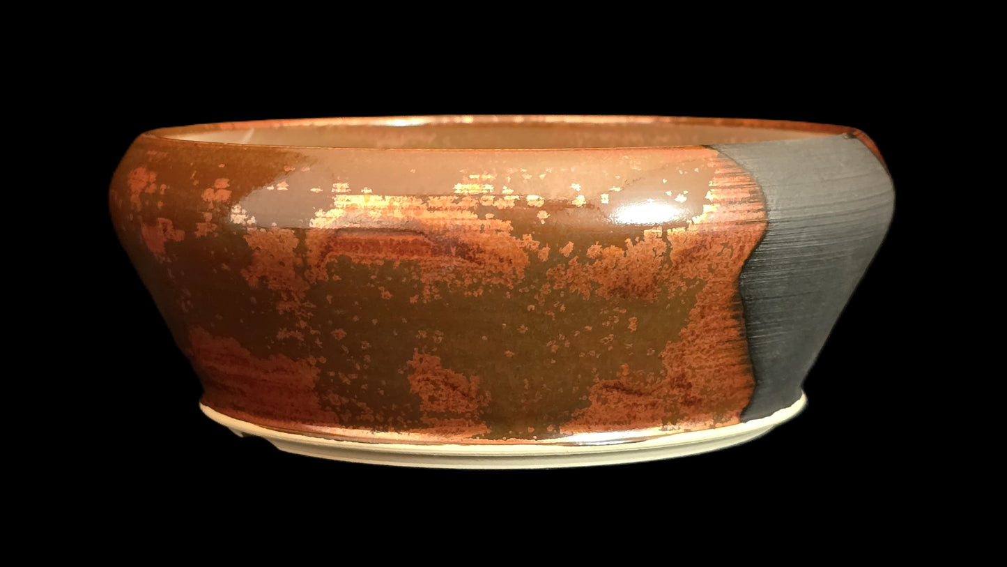 Bonsai Pot Round 8-25-1643 6" X 2.25" copper stripe