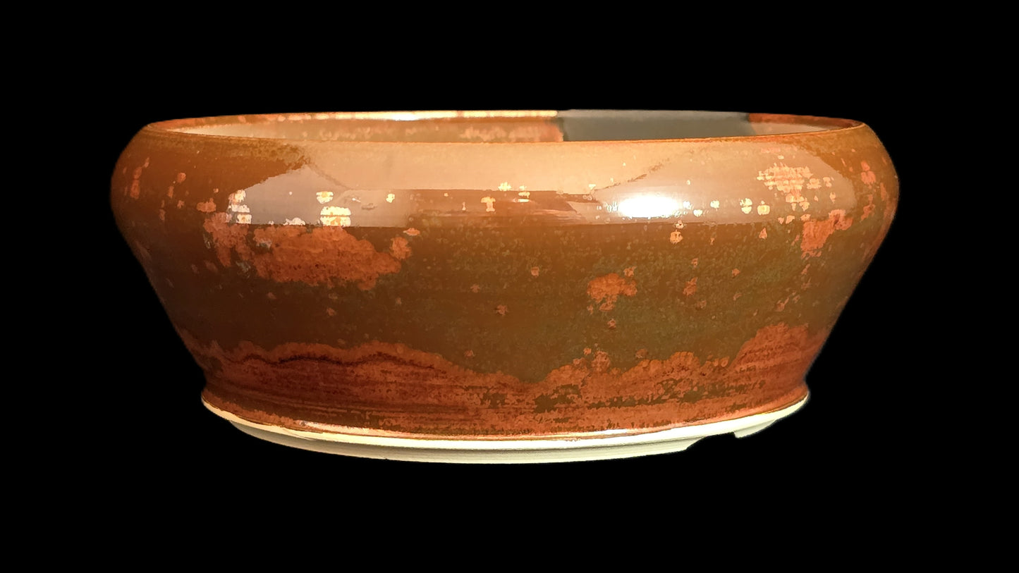 Bonsai Pot Round 8-25-1643 6" X 2.25" copper stripe