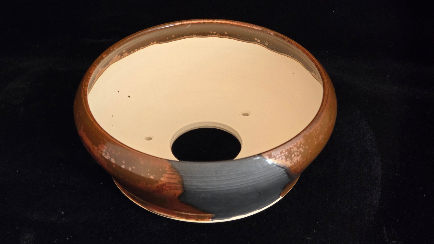 Bonsai Pot Round 8-25-1643 6" X 2.25" copper stripe