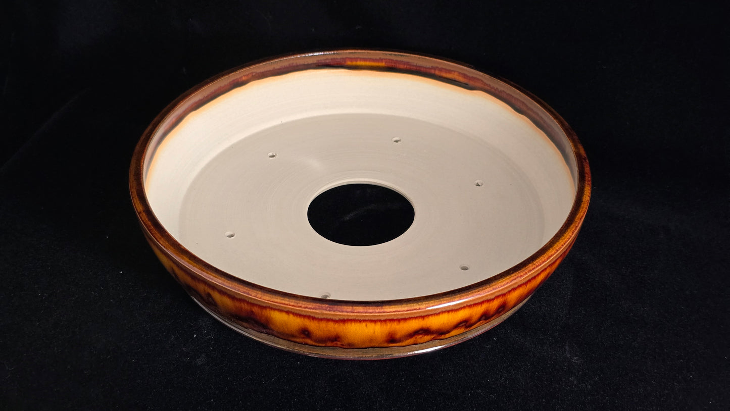 Bonsai Pot Round 8-25-1645 10.75" X 2.25" lava run