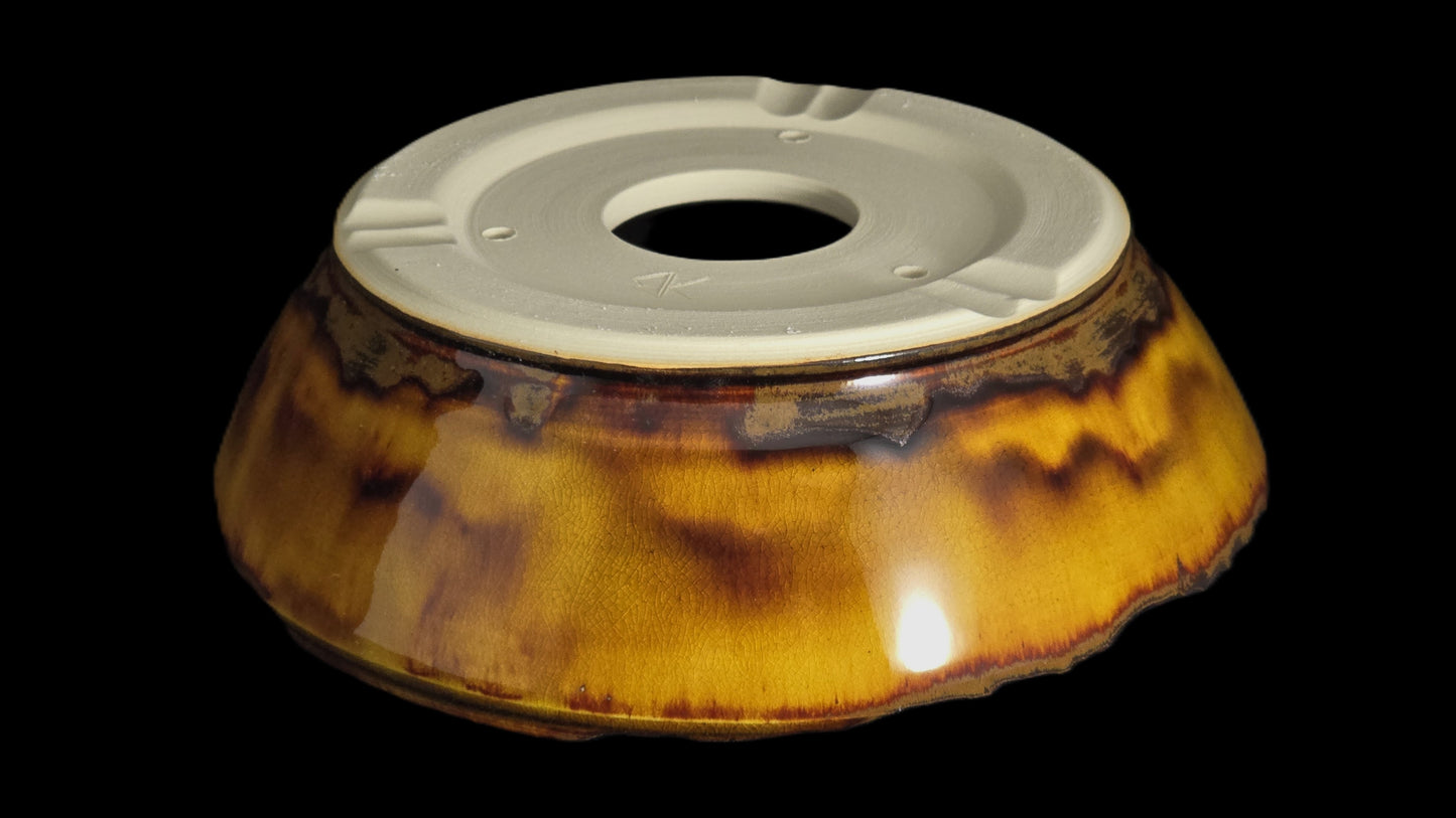 Bonsai Pot Round 8-25-1649 8" X 2.5" lava flow broken rim