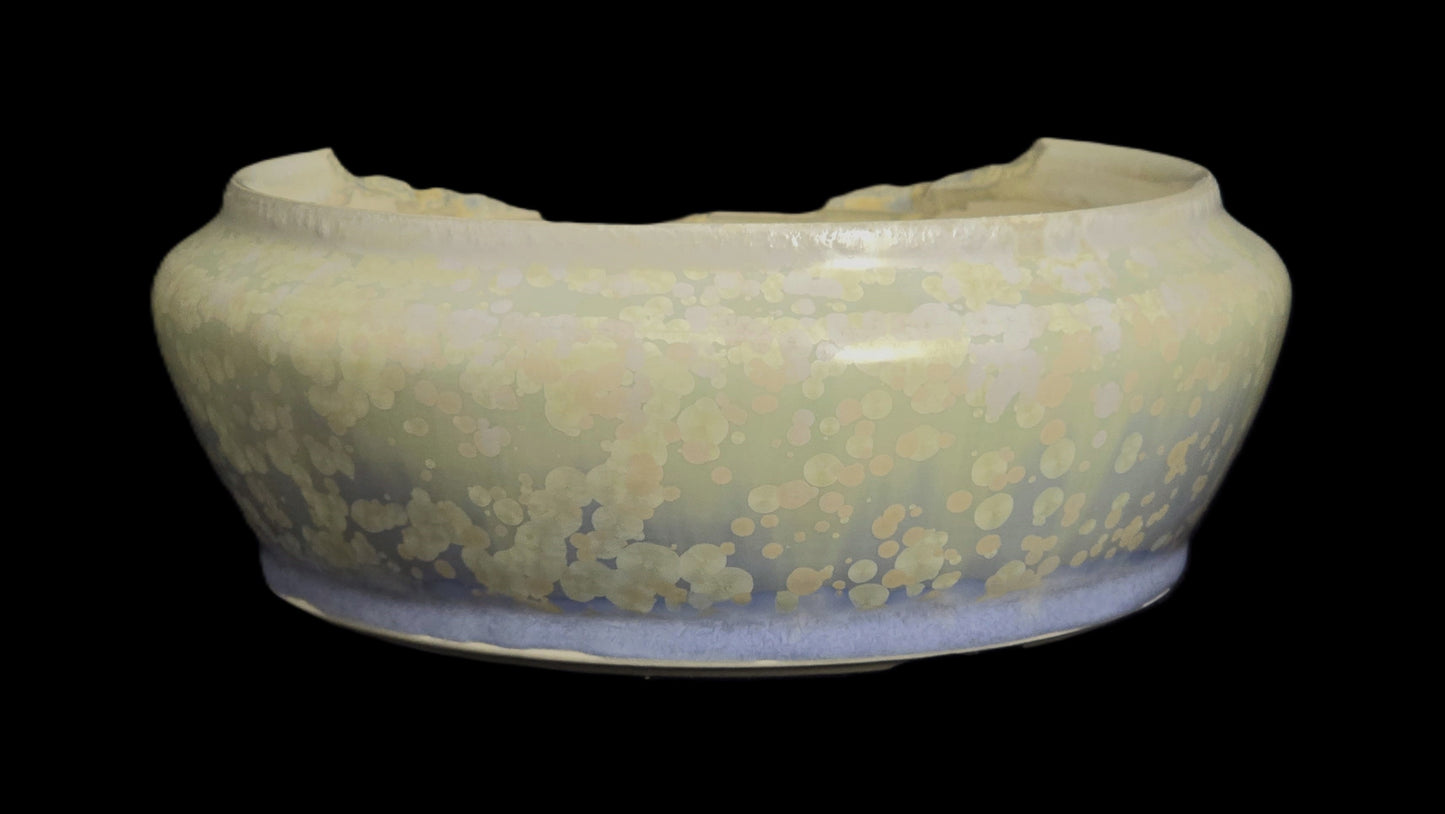 Bonsai Pot Round 8-25-1651 7.5" X 2.5" elegant crystal semi cascade