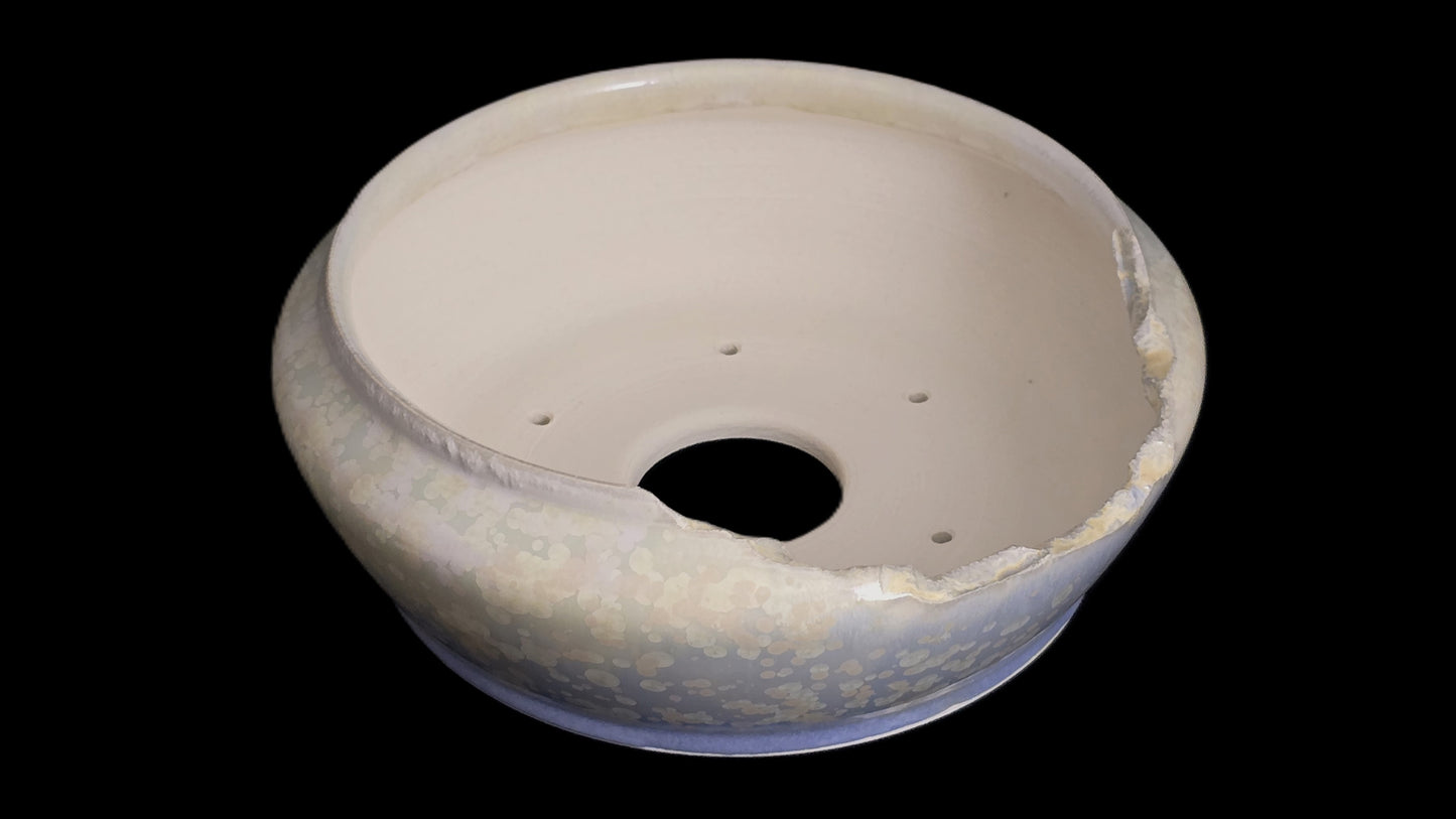 Bonsai Pot Round 8-25-1651 7.5" X 2.5" elegant crystal semi cascade
