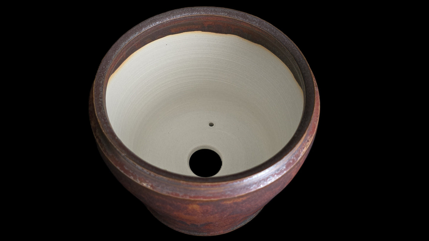 Bonsai Pot Round 8-25-1647 5.5" X 4.5" rustic red cascade