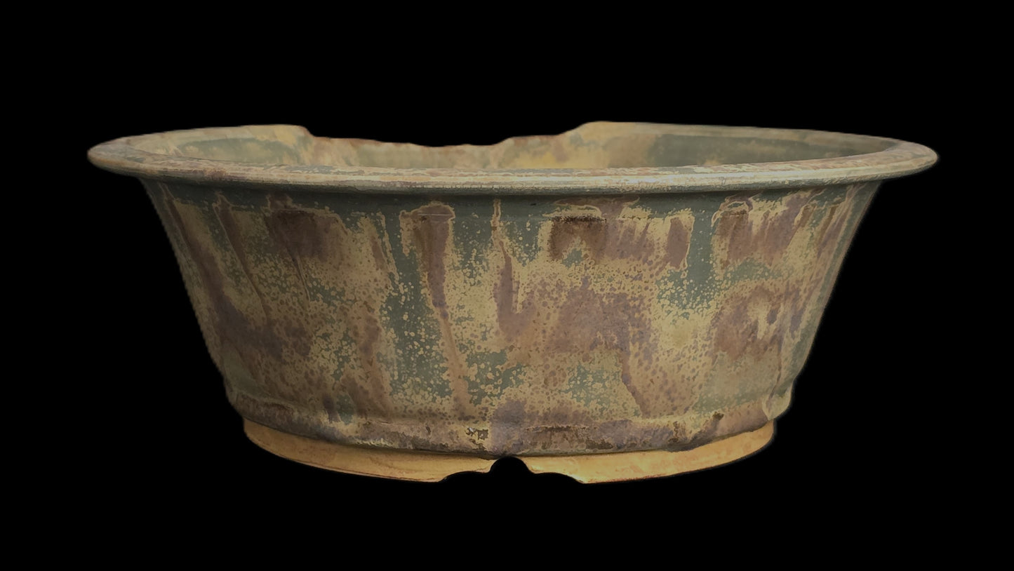 Bonsai Pot Round 8-25-1646 9" X 3.25" rustic broken lip