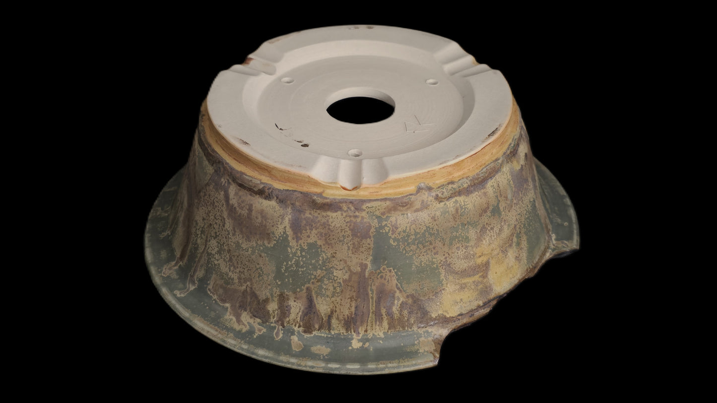 Bonsai Pot Round 8-25-1646 9" X 3.25" rustic broken lip
