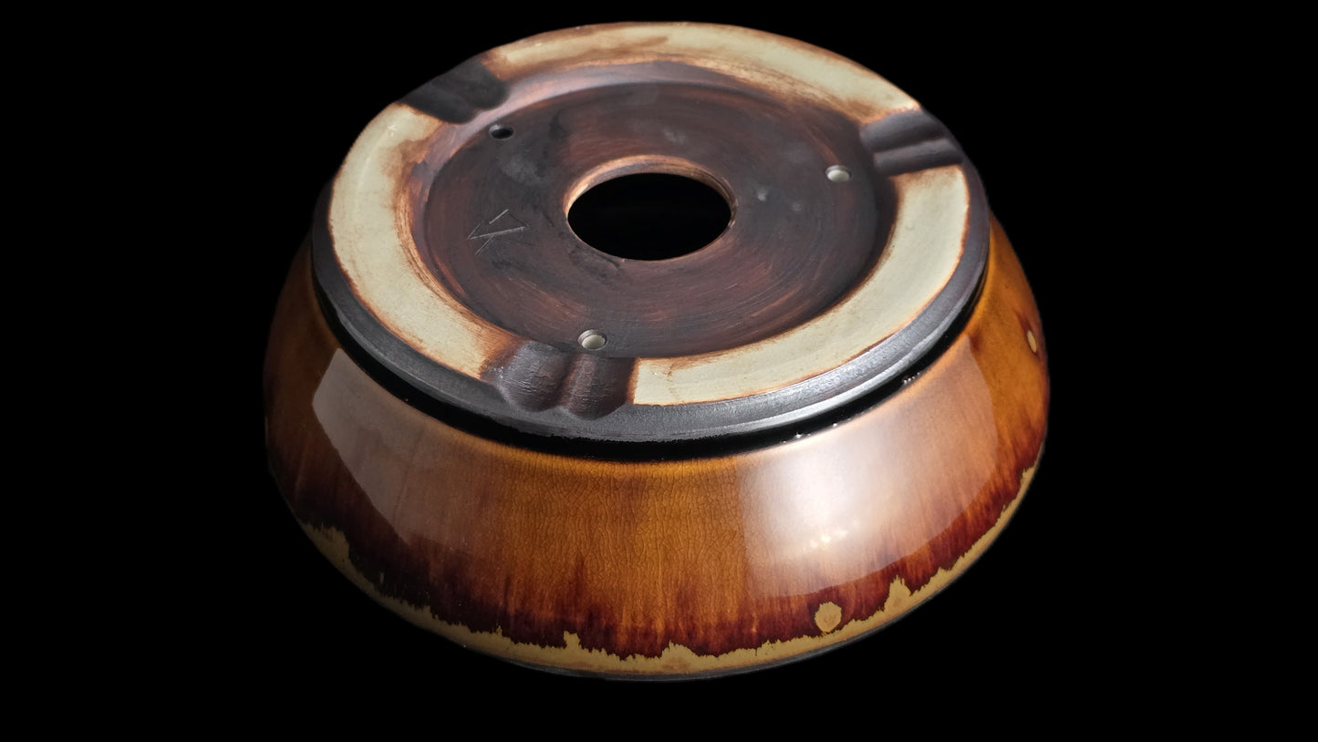 Bonsai Pot, Ripped Rim Round 1-26 - 7.5" X 3.25" Lava Glaze