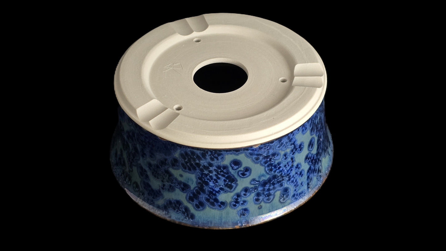 Bonsai Pot, Blue Crystalline Round 1-26 - 6.5" X 3"