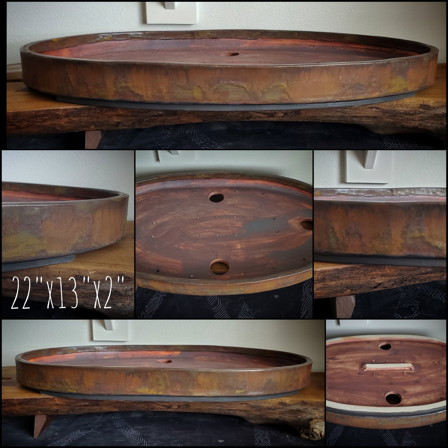 Bonsai Pot Oval 2-25-1533 22"w x 13" x 2"t