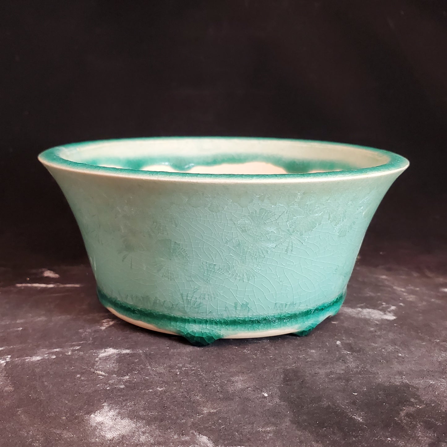 Bonsai Pot Round 10-23-1303 [5.5"x 2.5"] Crystalline