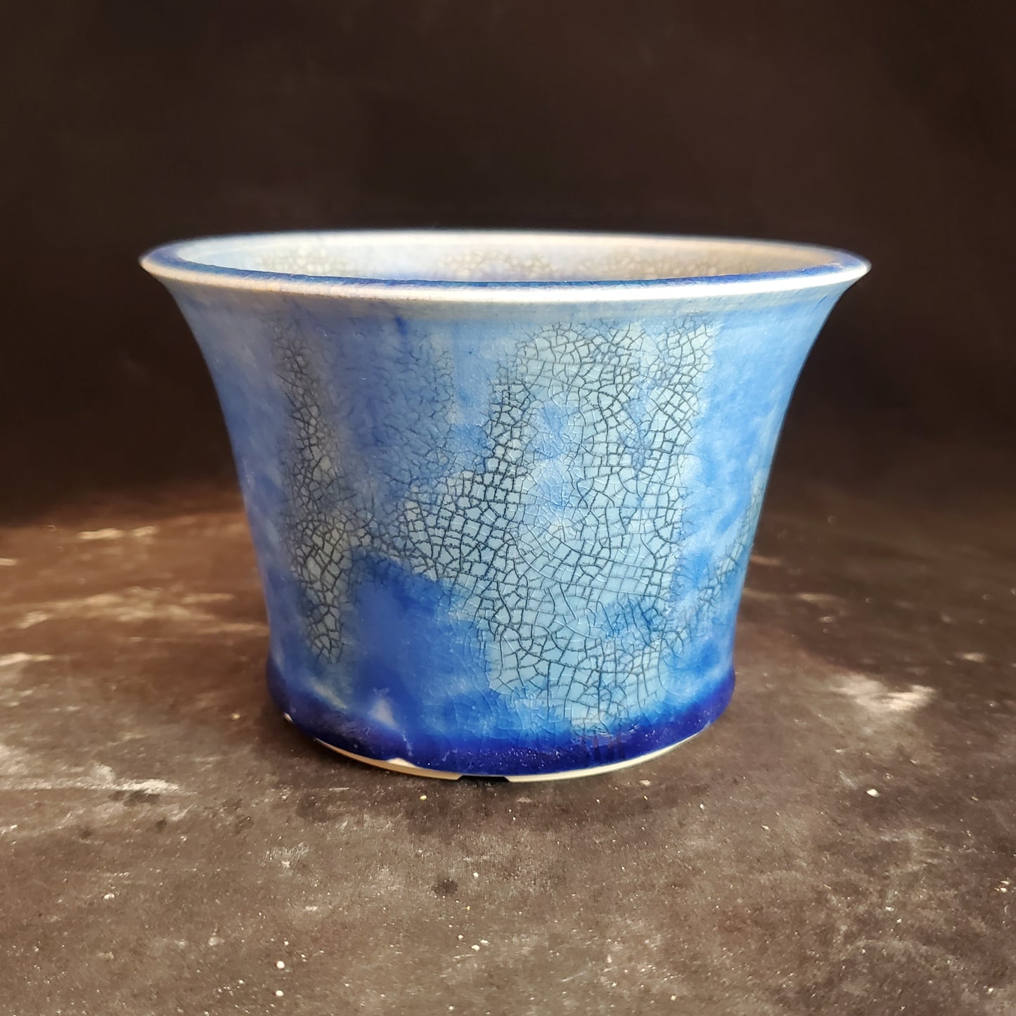 Bonsai Pot Round 10-23-1306 [4.75"x 3.25"] Crackle