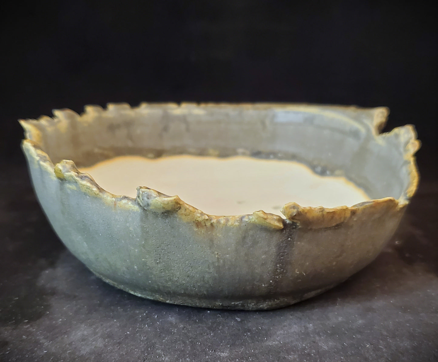 Bonsai Pot Round 1-24-1341 [5.5"x 1.75"] Torn Rim Rustic