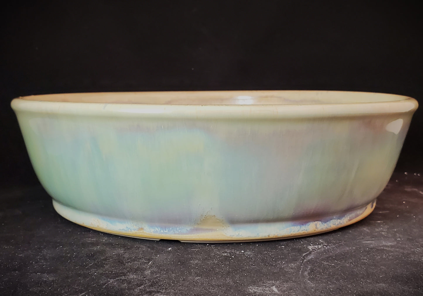 Bonsai Pot Round 1-24-1354 [10.25"x 2.75"] Mermaid Glaze