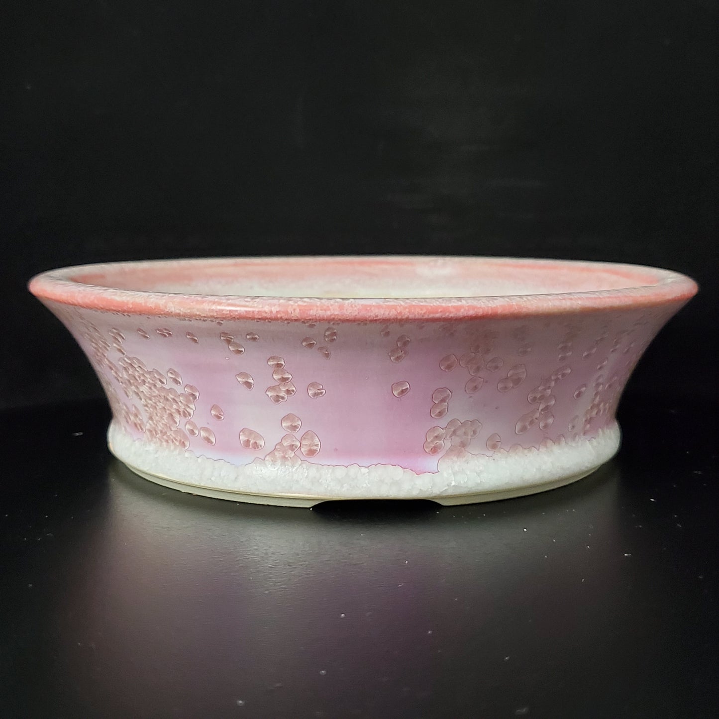 Bonsai Pot Round 2-24-1395 [7.25"x 2"] "Pink Snow Bubbles"