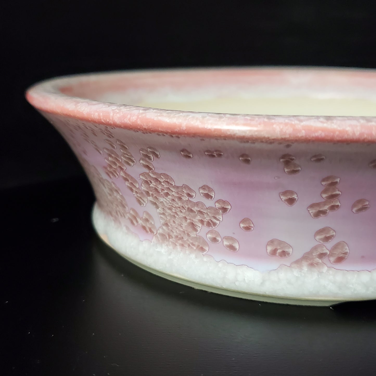 Bonsai Pot Round 2-24-1395 [7.25"x 2"] "Pink Snow Bubbles"