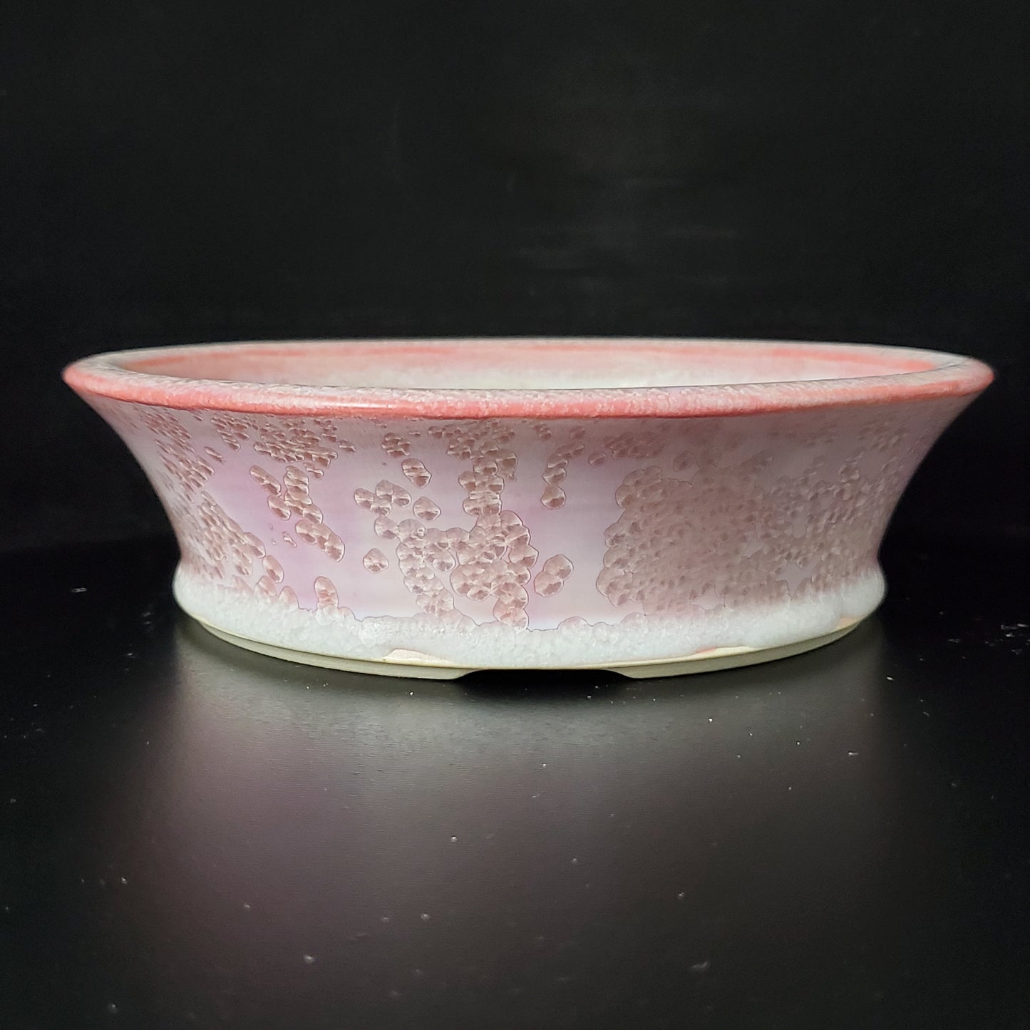 Bonsai Pot Round 2-24-1395 [7.25"x 2"] "Pink Snow Bubbles"