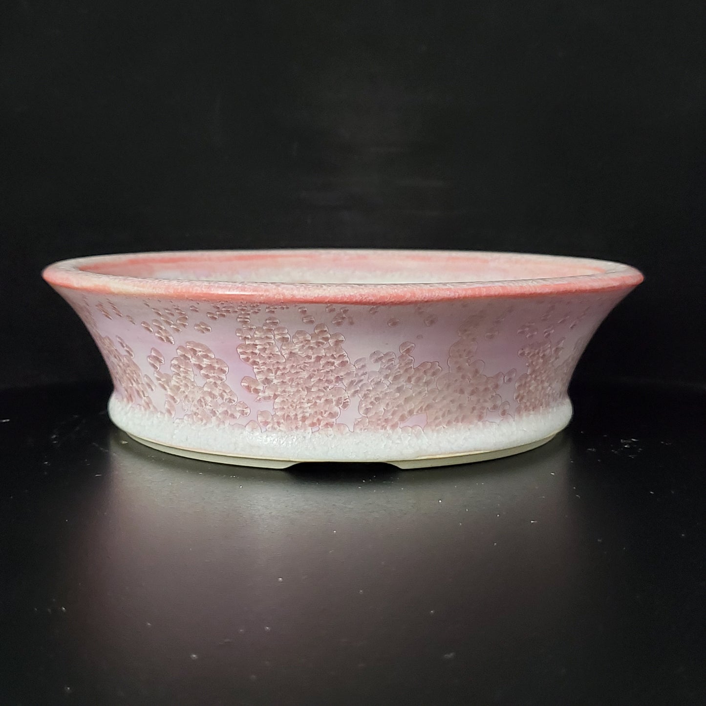 Bonsai Pot Round 2-24-1395 [7.25"x 2"] "Pink Snow Bubbles"