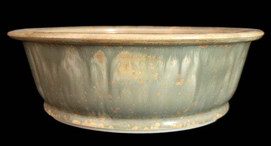 Bonsai Pot Round 8-25-1642 9" X 3" golden crystal drip