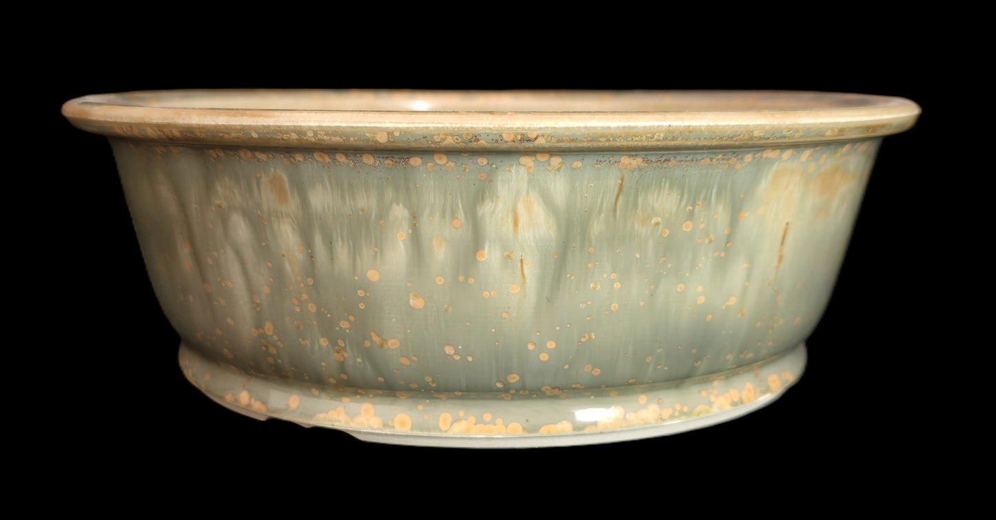 Bonsai Pot Round 8-25-1642 9" X 3" golden crystal drip