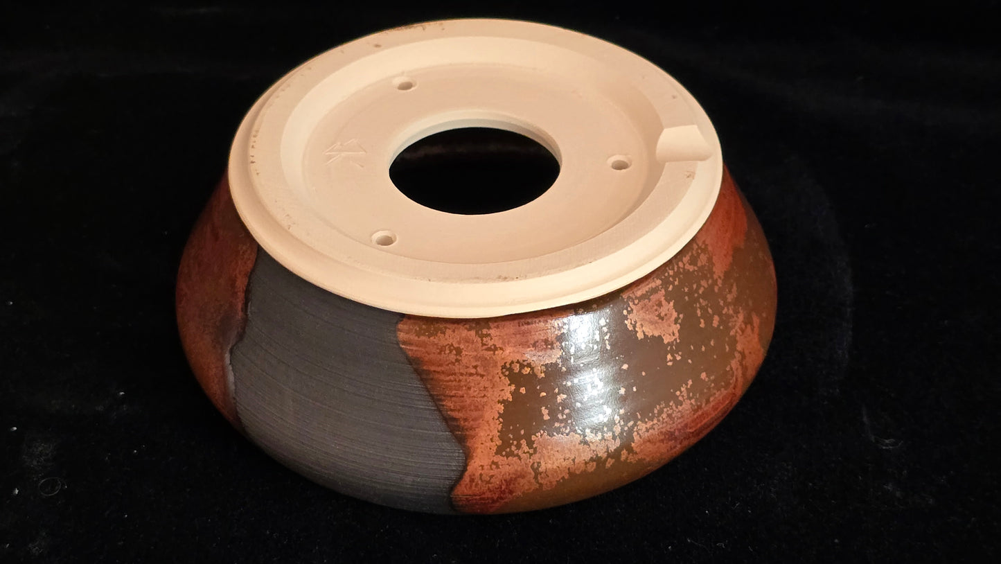 Bonsai Pot Round 8-25-1643 6" X 2.25" copper stripe