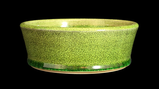 Bonsai Pot Round 8-25-1644 5.5" X 2" green crackle