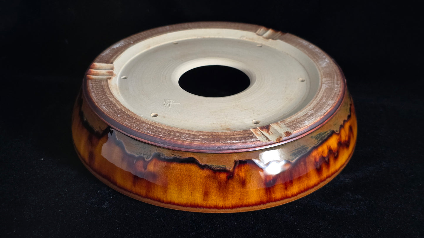 Bonsai Pot Round 8-25-1645 10.75" X 2.25" lava run
