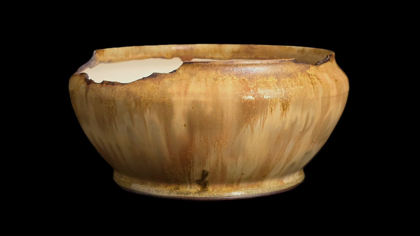 Bonsai Pot Round 8-25-1652 6.5" X 3" elegant rustic cascade