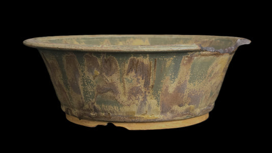 Bonsai Pot Round 8-25-1646 9" X 3.25" rustic broken lip