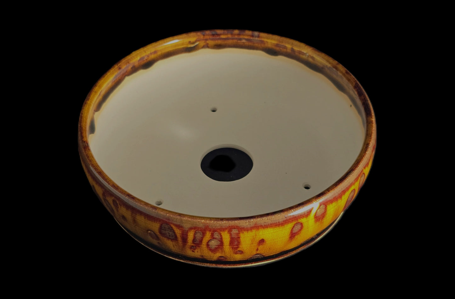 Bonsai Pot, Lava Glazed Round 12-25 - 6.75" X 2"