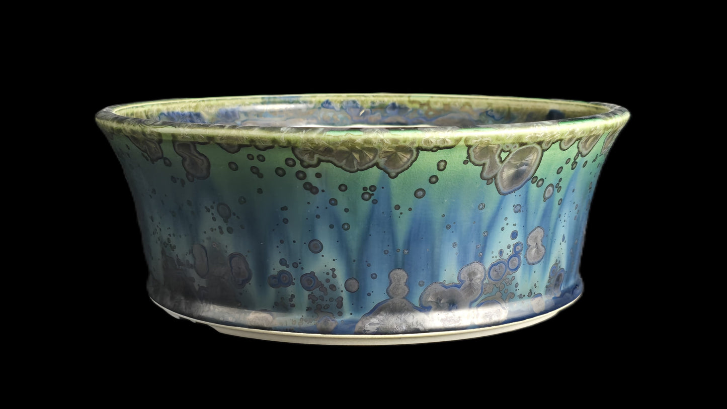 Bonsai Pot, Blue Crystal Round 12-25 - 9.5" X 3.25"