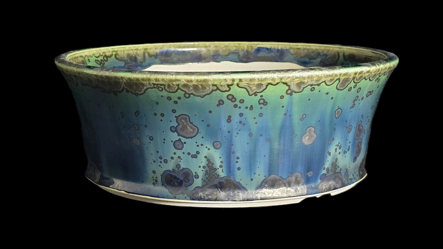 Bonsai Pot, Blue Crystal Round 12-25 - 9.5" X 3.25"