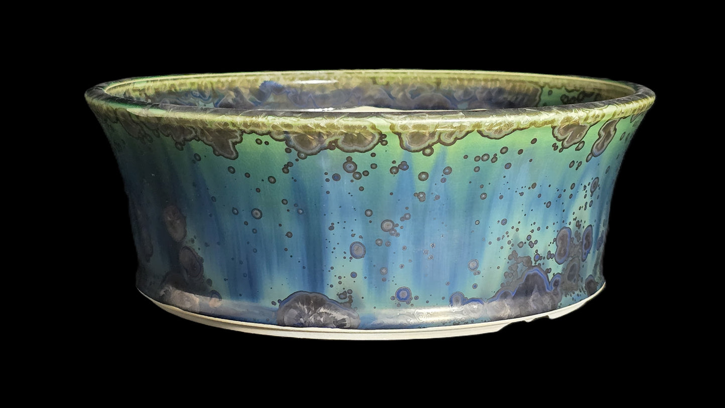 Bonsai Pot, Blue Crystal Round 12-25 - 9.5" X 3.25"