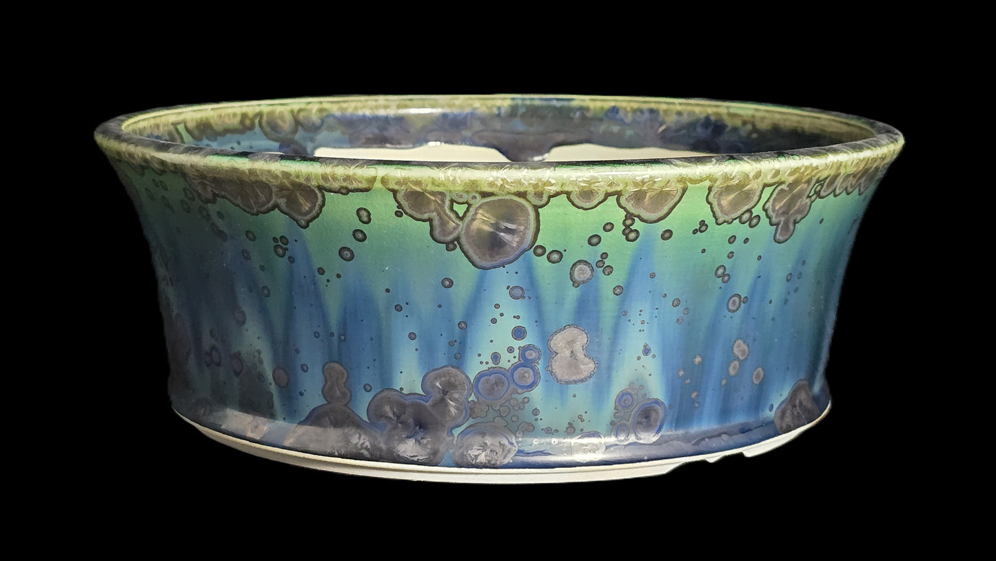 Bonsai Pot, Blue Crystal Round 12-25 - 9.5" X 3.25"