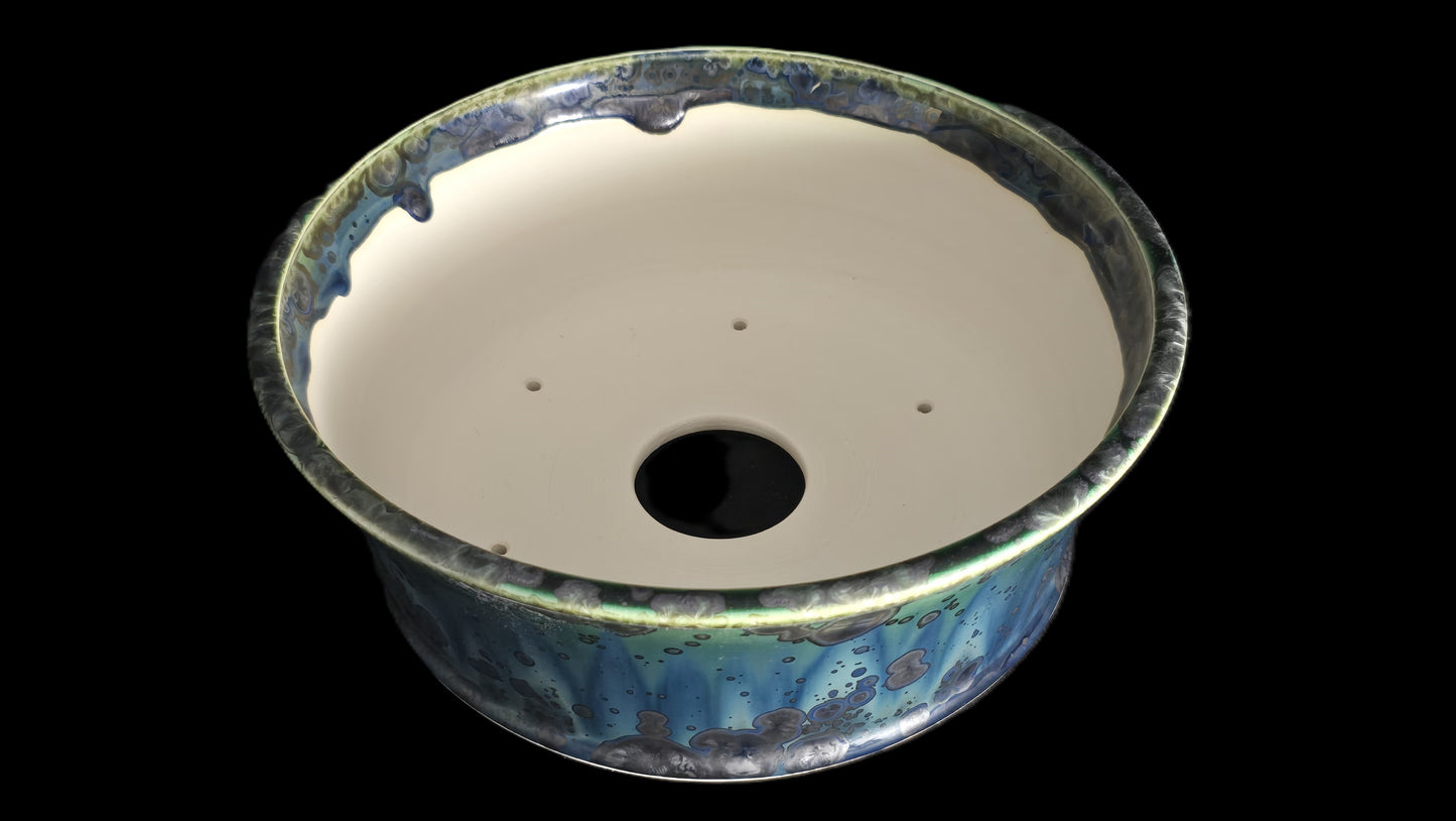 Bonsai Pot, Blue Crystal Round 12-25 - 9.5" X 3.25"
