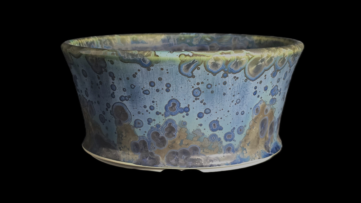 Bonsai Pot, Blue Crystal Round 12-25 - 7" X 3"