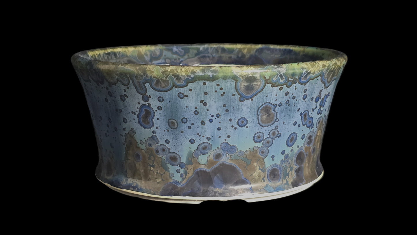 Bonsai Pot, Blue Crystal Round 12-25 - 7" X 3"