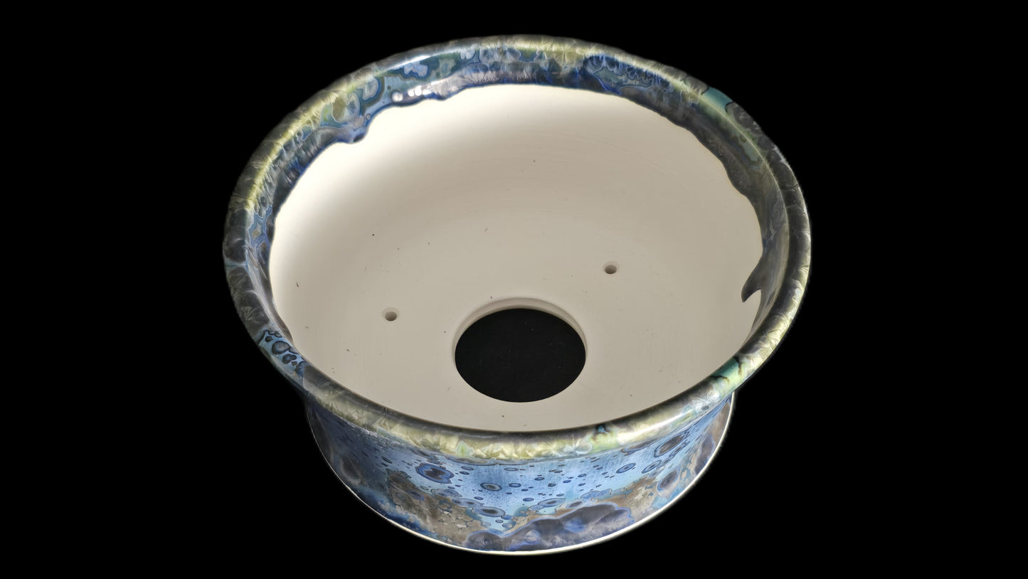 Bonsai Pot, Blue Crystal Round 12-25 - 7" X 3"