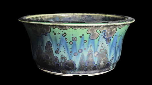 Bonsai Pot, Blue Crystal Round 12-25 - 7.5" X 3.5"