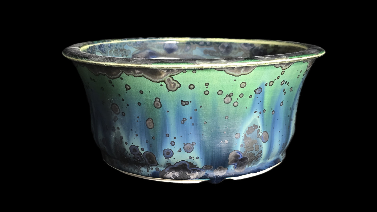 Bonsai Pot, Blue Crystal Round 12-25 - 7.5" X 3.5"