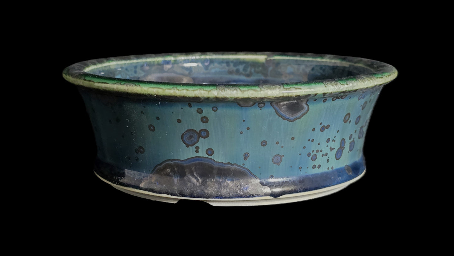 Bonsai Pot, Blue Crystal Round 12-25 - 6" X 2"