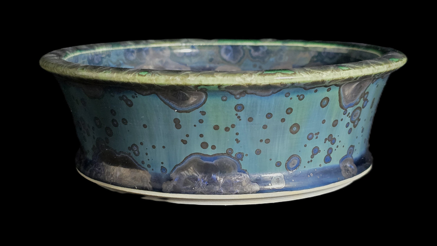 Bonsai Pot, Blue Crystal Round 12-25 - 6" X 2"