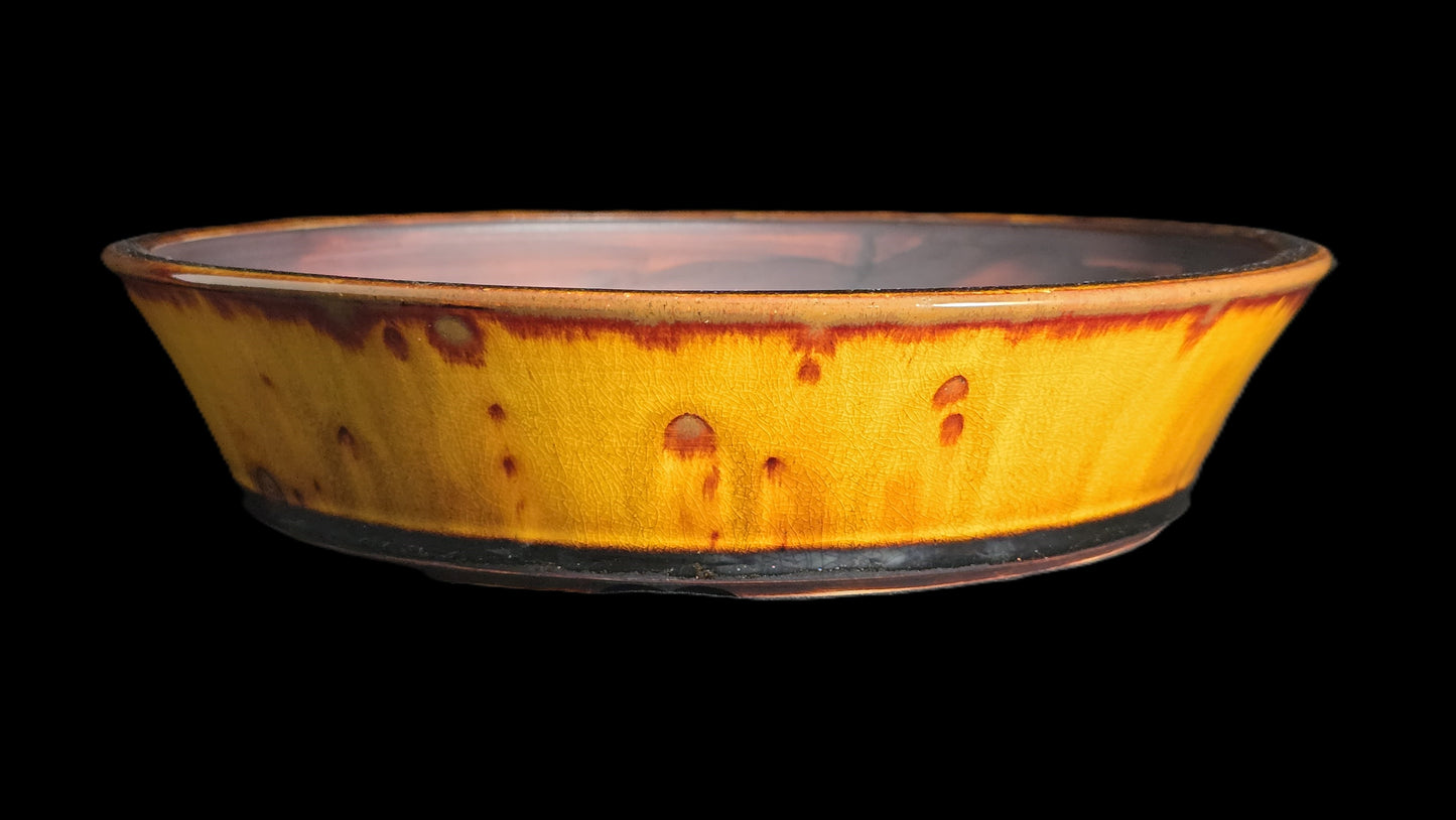 Bonsai Pot, Lava Glaze Flare Crystal Round 12-25 - 10.5" X 2.25"