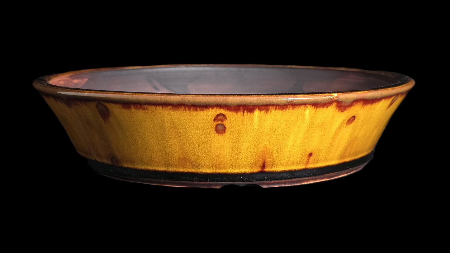 Bonsai Pot, Lava Glaze Flare Crystal Round 12-25 - 10.5" X 2.25"